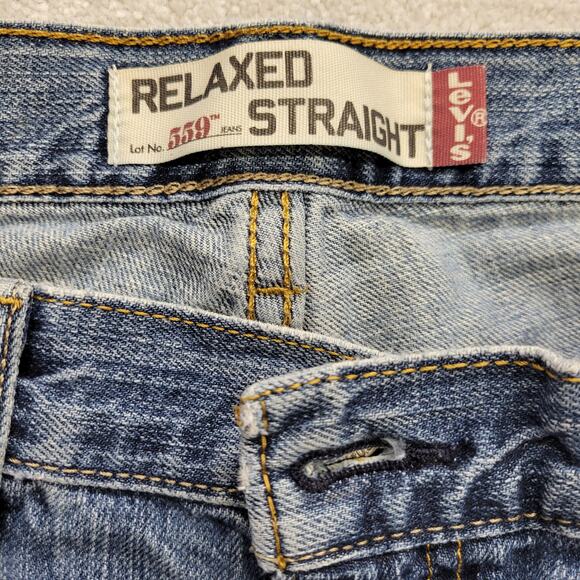 Levi’s 559 Men’s Distressed Relaxed Straight Fit Jeans Blue Washed Denim 34x34 - Picture 11 of 13